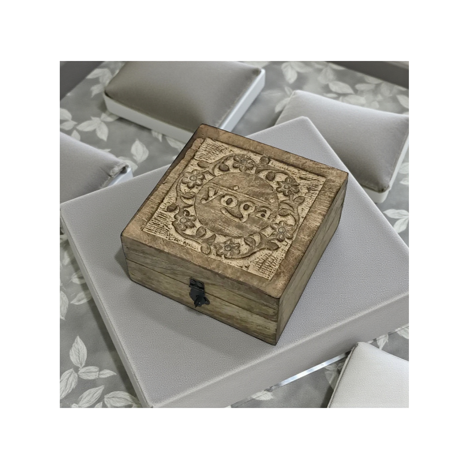 Yoga Small Carved Box-Coffee